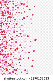 Red Heart Background Transparent Vector. Party Illustration Confetti. Pink Congratulation Frame. Tender Confetti Design Backdrop. Violet Color Pattern.