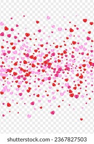 Red Heart Background Transparent Vector. Element Illustration Confetti. Tender Romantic Texture. Pink Confetti Love Frame. Fond Day Backdrop.