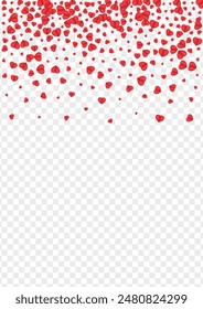 Red Heart Background Transparent Vector. February Texture Confetti. Pink Happy Pattern. Fond Heart Valentine Frame. Tender Amour Backdrop.