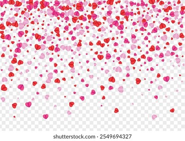 Vetor transparente de fundo de coração vermelho. Confete de Fundo de Amour. Encontrado Padrão De Descarte. Ilustração de decoração de confete rosa. Textura de Valentim violeta.