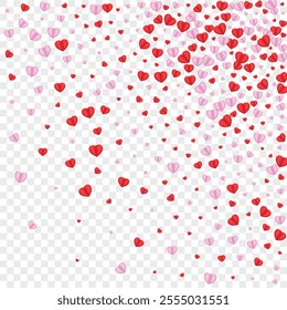 Red Heart Background Transparent Vector. Decor Texture Confetti. Fond Fall Illustration. Tender Heart Cut Pattern. Violet Element Frame.