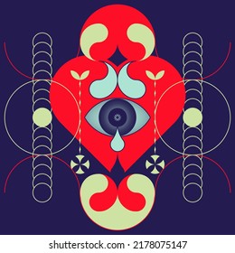 red heart background vector abstract