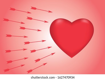 Red heart background Vector illustration