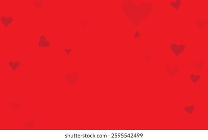 Red Heart Background Vector: Shadowy Silhouettes, Scattered Hearts, Valentine's Day Design, Romantic Pattern, Subtle Texture, Darker Red Hearts, Festive Motif, Gentle Appearance, Bold Red Base.