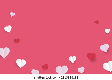 Red Heart background. Vector symbols of love in shape of heart for Happy Women's, Mother's, Valentine's Day, birthday greeting card design.