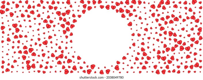 Red Heart Background White Vector. Element Frame Confetti. Fond Congratulation Illustration. Tender Confetti Cut Texture. Pink Love Backdrop.