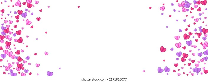 Red Heart Background White Vector. Color Backdrop Confetti. Tender Day Frame. Fond Heart Cut Illustration. Violet Folded Texture.