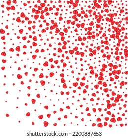 Red Heart Background White Vector. Falling Frame Confetti. Tender Wedding Texture. Fond Confetti Sweetheart Illustration. Violet Romantic Pattern.