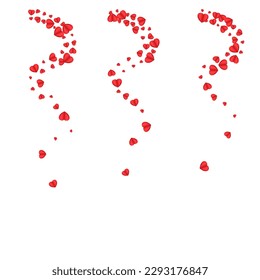 Red Heart Background White Vector. Paper Frame Confetti. Violet Present Backdrop. Pink Confetti Bright Texture. Fond Shape Illustration.