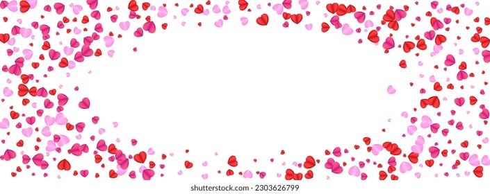 Red Heart Background White Vector. Card Pattern Confetti. Violet Gift Backdrop. Tender Confetti Wedding Illustration. Pink Fall Texture.