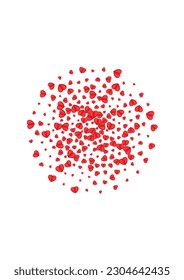 Red Heart Background White Vector. Falling Texture Confetti. Tender Day Backdrop. Pink Confetti Present Illustration. Fond Random Pattern.