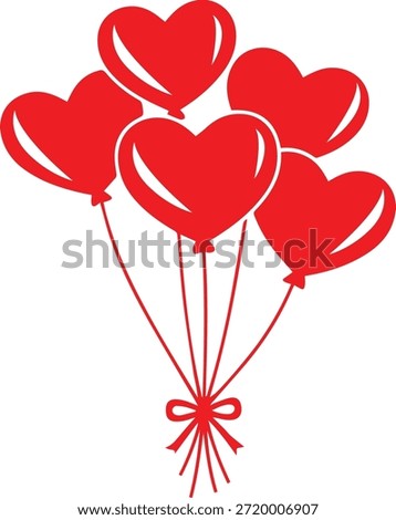 Red Heart Balloon Bouquet. Romantic Valentine