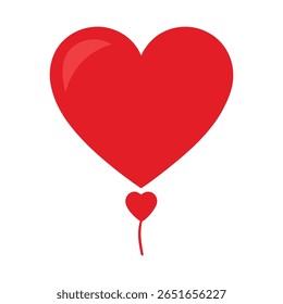 Red Heart Balloon Floating Over Plain White Background