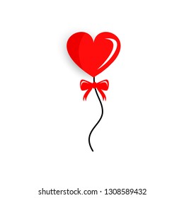 Red heart balloon. Happy Valentine's Day. Vector illustration.