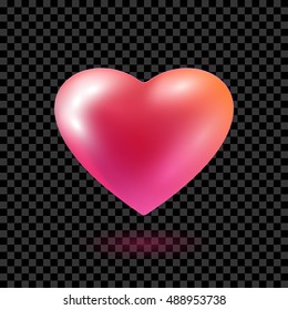 Red heart balloon isolated on transparent background.