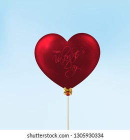 Red heart balloon  on blue sky. 