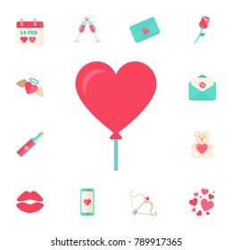 Red heart balloon on Valentine's Day. Digital vector february happy valentine's day and wedding celebration color simple flat icon set with red heart and love Vector illustration on white background