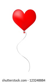 Red heart balloon on white