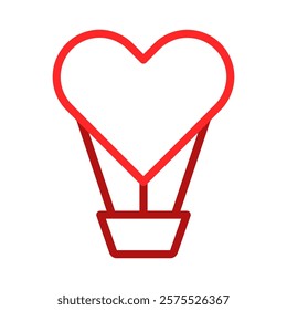 Red Heart Balloon on White Background