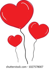 Red heart balloon vector