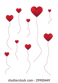 Red heart balloons