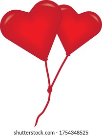 Red heart balloons with 3D effect for Valentine's Day, June 12, February 14. Ideal for arts / designs that want to emphasize romance and love