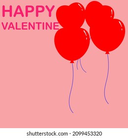red heart balloons for valentine on pink background