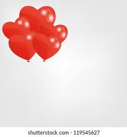 Red heart balloons vector illustration