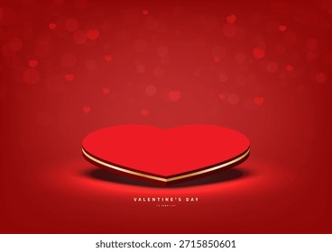 Diseño de base de corazón rojo para el Producto del día de San Valentín sobre fondo rojo. Ilustración vectorial.