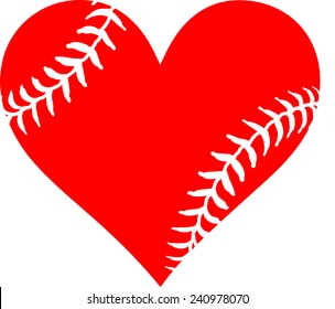 Red heart with baseball laces. I love baseball