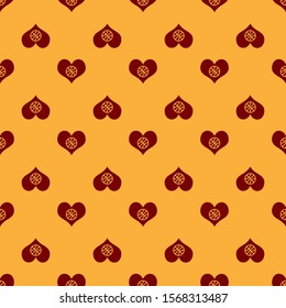 Red Heart with basketball ball inside icon isolated seamless pattern on brown background. Basketball love.  Vector Illustration