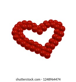 Red heart of beads on isolated background. Vector illustration