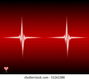El corazón rojo latió. Gráfico Ekg.