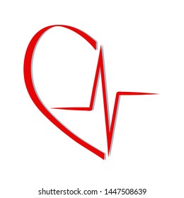 red heart beat icon in cardiology medical design over white background vector illustration