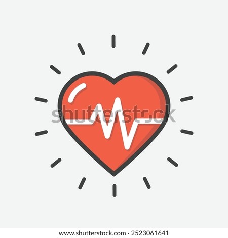 Red heart beat icon isolated vector illustration on white background