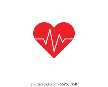 Red heart beat icon vector illustration on white background