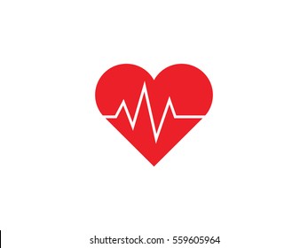Red heart beat icon vector illustration on white background