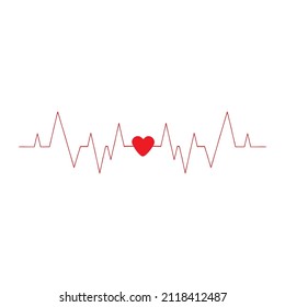 Red heart beat isolated on white background. Heart rate icon, symbol, logo. St. Valentine's day concept. Cardiogram or related cardiology concept.