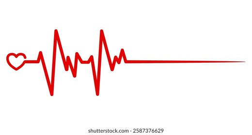 Red heart beat line icon. EKG heart beat line, Cardiogram line icon, sign. Heart pulse silhouette, icon,Vector illustration design isolated