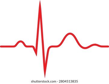 Red heart beat pulse line symbol showing a healthy medical rhythm wave