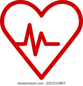 El Corazón Rojo Golpea a Ryhthm Graph Line Health Icon. Imagen vectorial.