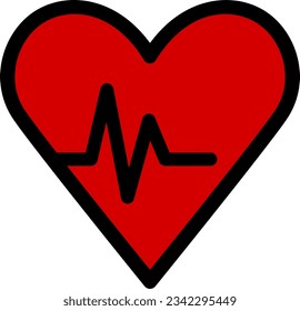 El Corazón Rojo Golpea a Rythm Graph Line Health Icon. Imagen vectorial.