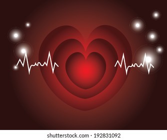 red heart beats with cardiogram