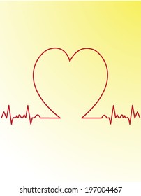 red heart beats cardiogram