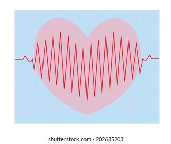 red heart beats with cardiogram