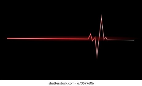 Red heart beats graph line and black background