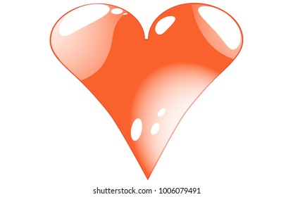 Red heart with beautiful white highlights and reflections to the day of St. Valentine on a white background. Vector illustration.