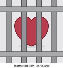 Red Heart Behind Metal Bars
