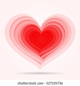 Red Heart. Big Beautiful Stylized Heart. Vector Isolated On White Background. Design With Place For Text. For Banners And Greeting Cards. Vector Illustration