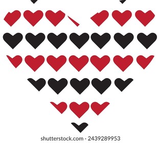 red heart and black heart